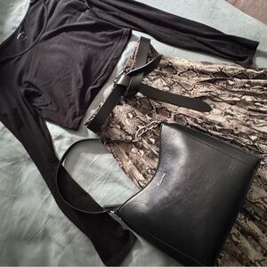 NWT Calvin Klein Nova Black Faux Leather shoulder Bag